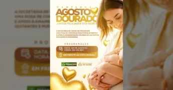 Mãe amamentando bebê durante campanha Agosto Dourado em Paranatinga. Créditos: sec.saude.paranatinga / Instagram.