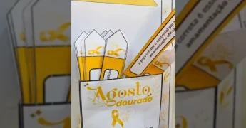 Decoração e materiais informativos da campanha Agosto Dourado em Porto Esperidião, Créditos: saudessms Instagram.