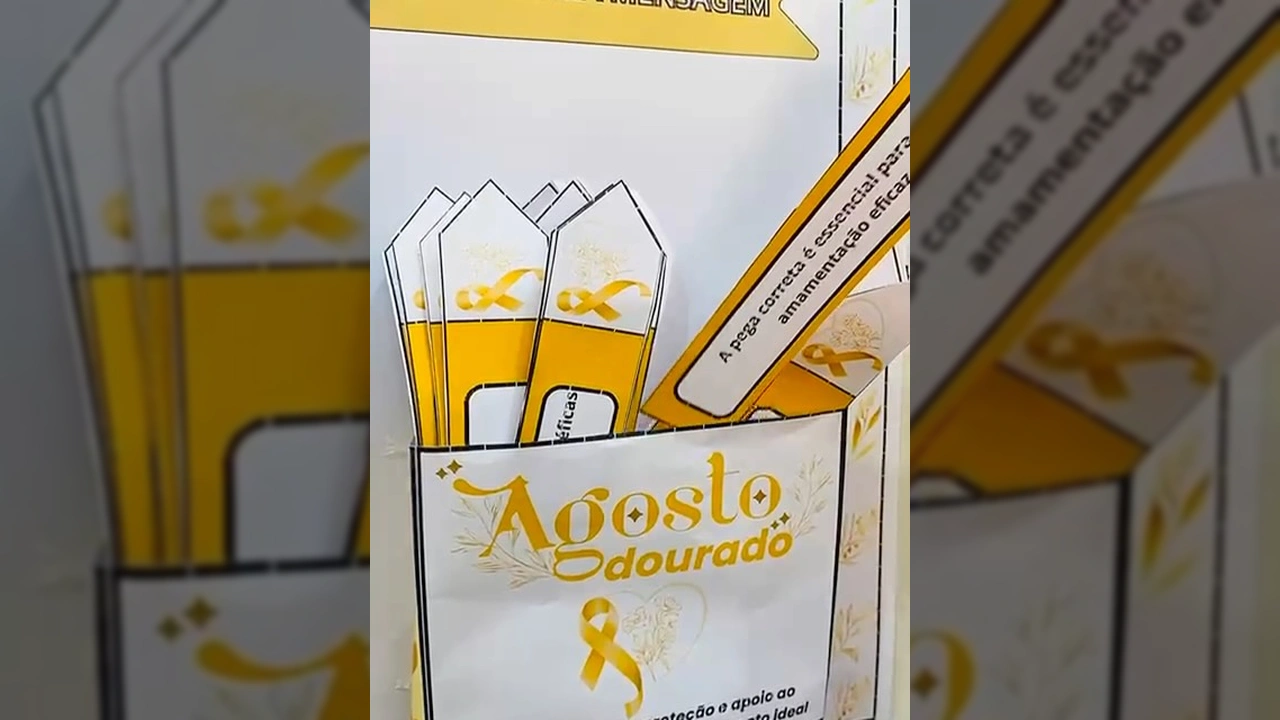 Decoração e materiais informativos da campanha Agosto Dourado em Porto Esperidião, Créditos: saudessms Instagram.