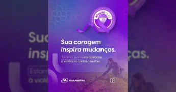 Agosto Lilás: campanha de conscientização da Agro Amazônia contra a violência à mulher. Créditos: Instagram / agroamazonia