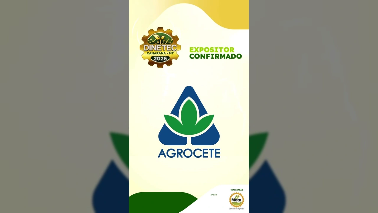 Imagem aérea do evento DINETEC em Canarana, Mato Grosso, com o estande da Agrocete. Créditos: DINETEC CANARANA / Instagram.