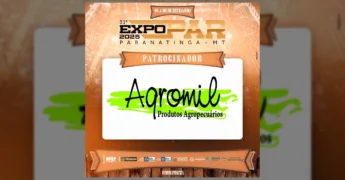 Logotipo da Agromil Produtos Agropecuários em destaque na imagem de divulgação da EXPOPAR 2025. Créditos: EXPOPAR Paranatinga / Instagram