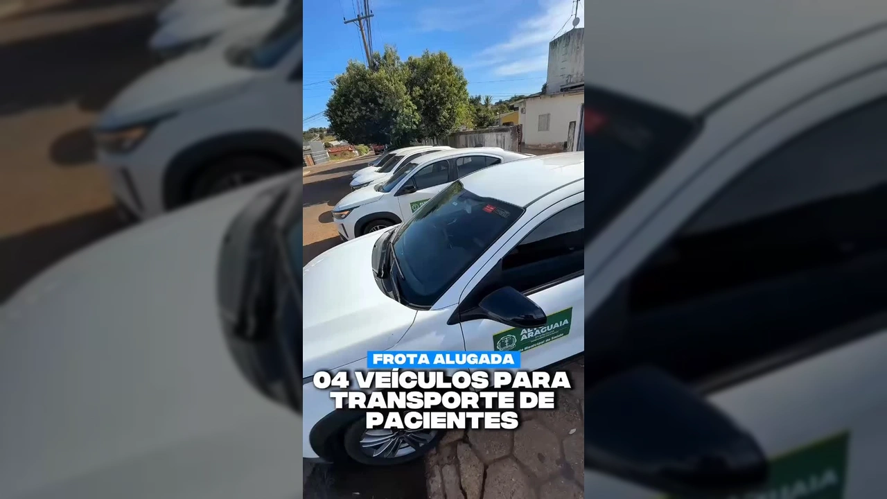 Quatro novos veículos Fiat branco da prefeitura de Alto Araguaia para transporte de pacientes. Créditos: Prefeitura de Alto Araguaia - MT / Instagram.