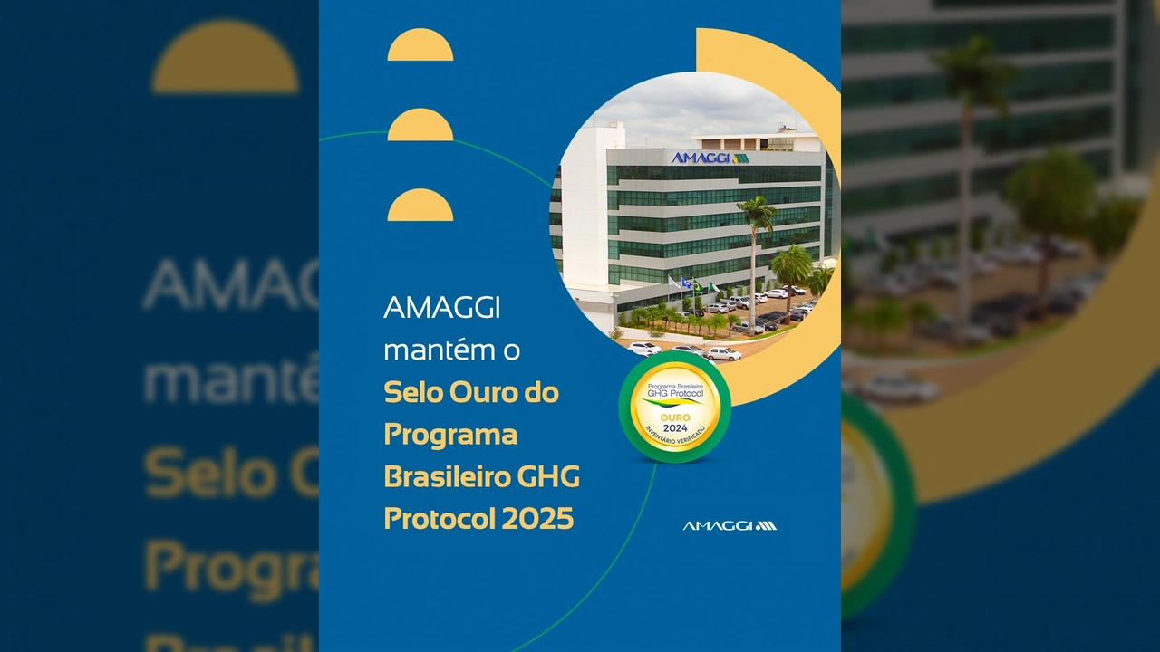 Sede da AMAGGI com selo GHG Protocol Ouro 2024, evidenciando o compromisso com a sustentabilidade. Créditos: Instagram / amaggibr