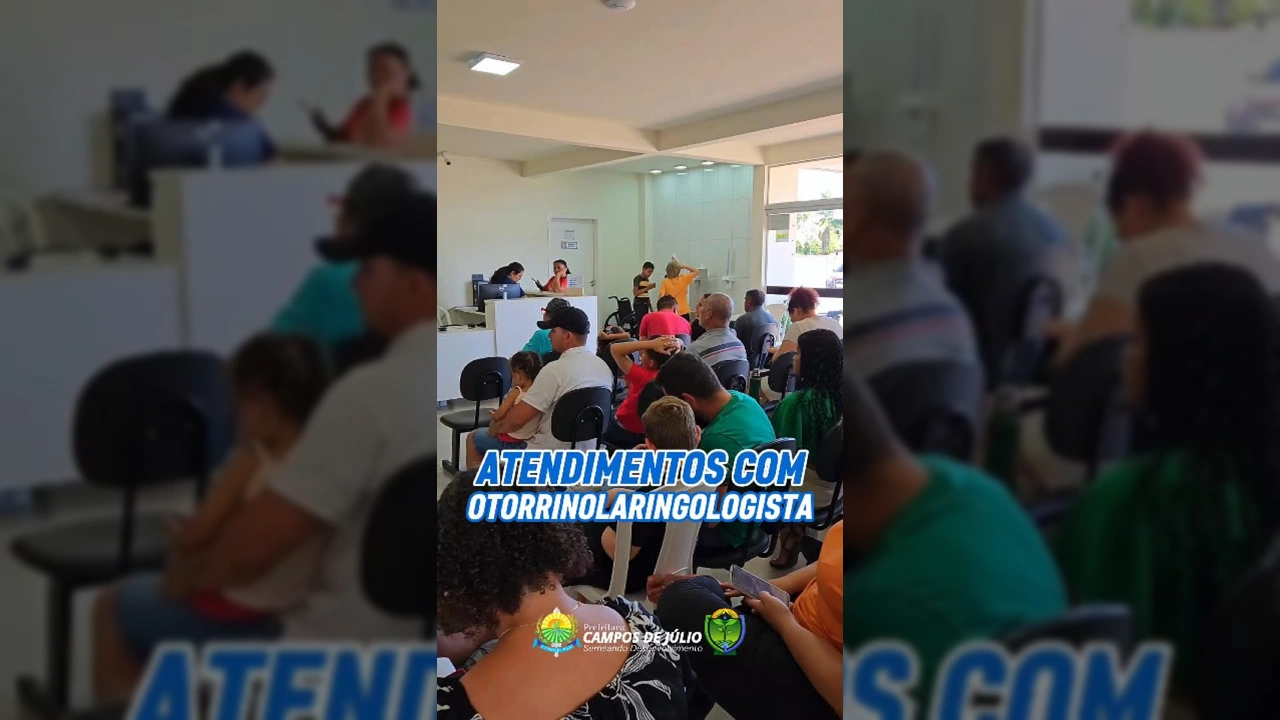 Imagem de pacientes e médicos em atendimentos de otorrinolaringologia em Campos de Júlio pela Prefeitura.