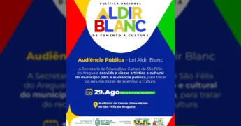 Banner da Audiência Pública da Lei Aldir Blanc em São Félix do Araguaia. Crédito: Prefeitura de São Félix do Araguaia no Instagram.