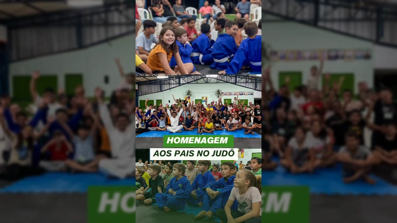 Pessoas de diversas idades praticando judô em um tatame azul, com o professor Igor Antunes ao centro. Créditos: Prefeitura de Cláudia.