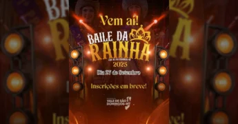 Imagem promocional do Baile da Rainha 2025 em Vale de São Domingos, organizada pela Prefeitura, via expovale_vsd.
