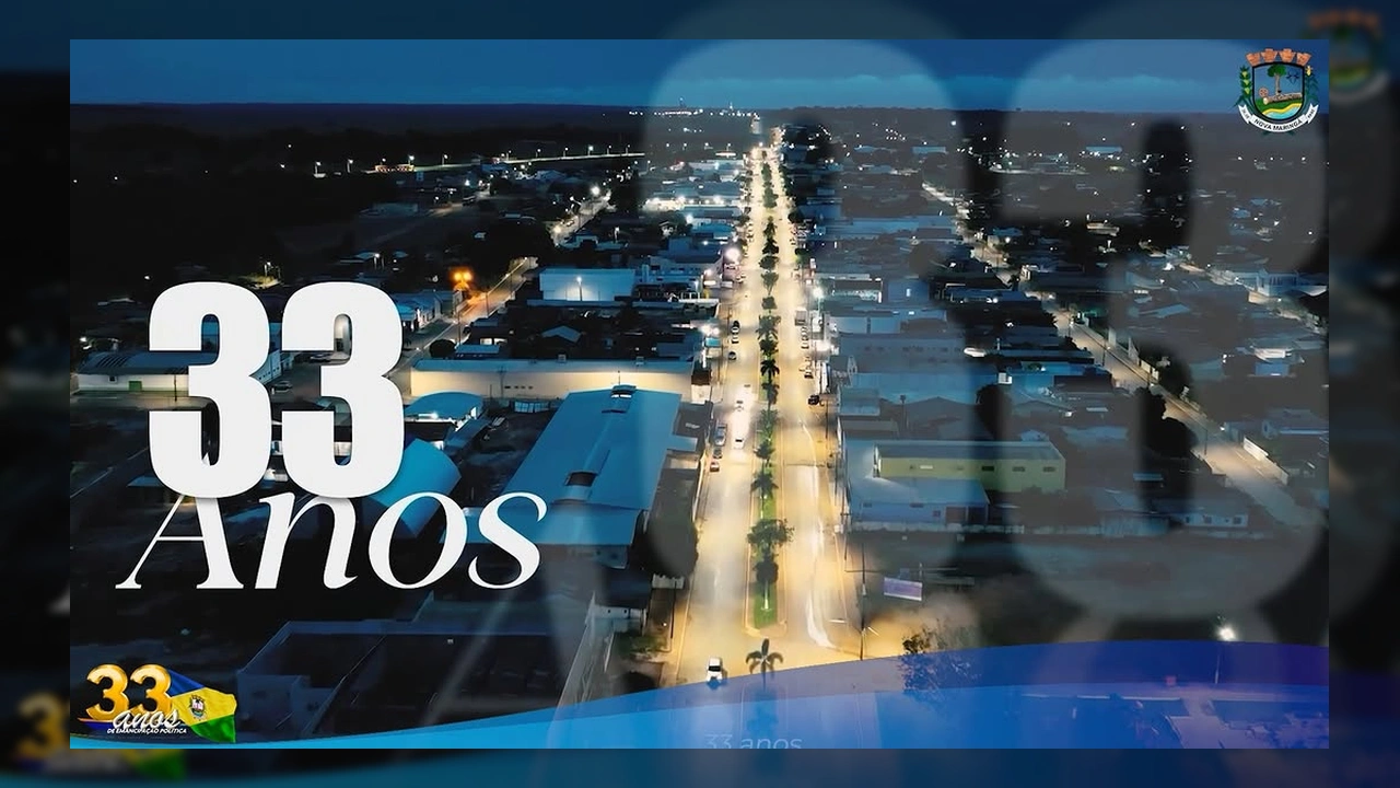 Três bandeiras tremulando, simbolizando o 33º aniversário de Nova Maringá. Crédito: prefnovamaringa no Instagram.