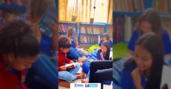 Alunos jogando ping-pong e lendo livros na Biblioteca Cilo Torres, um espaço de apoio em Nossa Senhora do Livramento, Mato Grosso. Créditos: Prefeitura de Livramento / Instagram.