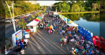 Caminhão da ODS em Lucas do Rio Verde no Lago Ernani Machado com atividades de sustentabilidade e cultura. Créditos: Secretaria de Cultura e Turismo de Lucas do Rio Verde / Instagram