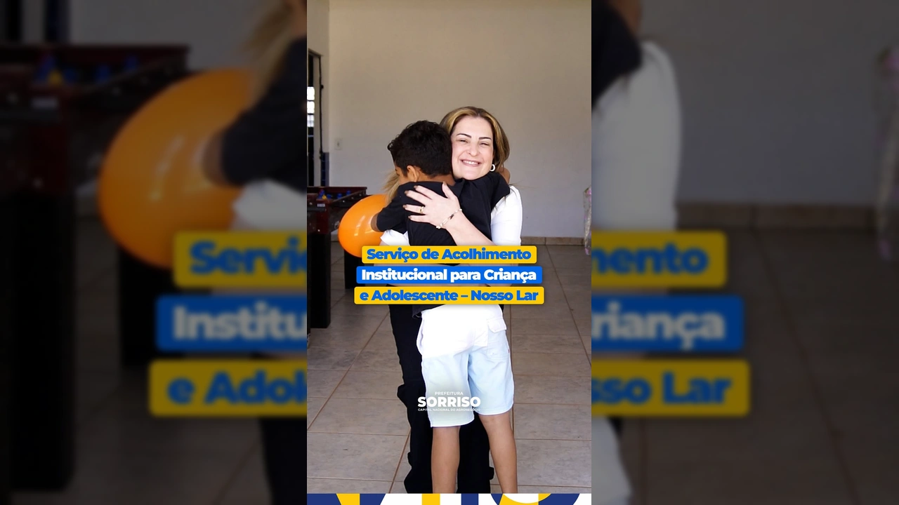 Serviço de Acolhimento Nosso Lar em Sorriso, campanha de apadrinhamento solidário, crianças brincando e estudando.