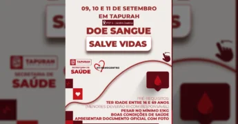 Imagem de campanha de doação de sangue em Tapurah com informações de datas e local / Prefeitura de Tapurah no Instagram