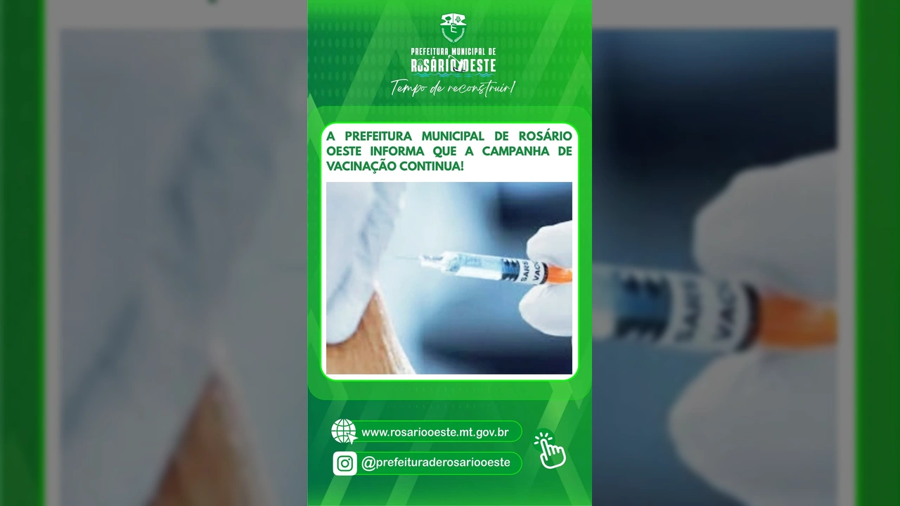 Imagem da campanha de vacinação contra a gripe em Rosário Oeste. Créditos: Prefeitura de Rosário Oeste / Instagram