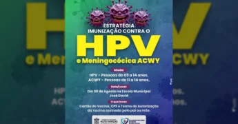 Imagem da campanha de imunização contra HPV e Meningocócica ACWY em Alto Garças. Crédito: Prefeitura Municipal de Alto Garças / Instagram.