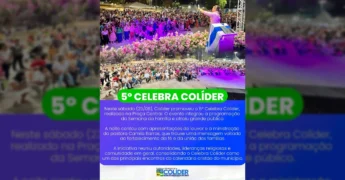 Multidão reunida na Praça Central de Colíder para o 5º Celebra Colíder com a Pastora Camila Barros. Créditos: Prefeitura de Colíder / Instagram.