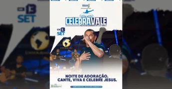 Banner do evento Celebra Vale 2025 em Vale de São Domingos, apresentando o grupo Louvor Aliança e a data de 13 de setembro. Crédito: Prefeitura Municipal de Vale de São Domingos / Instagram.