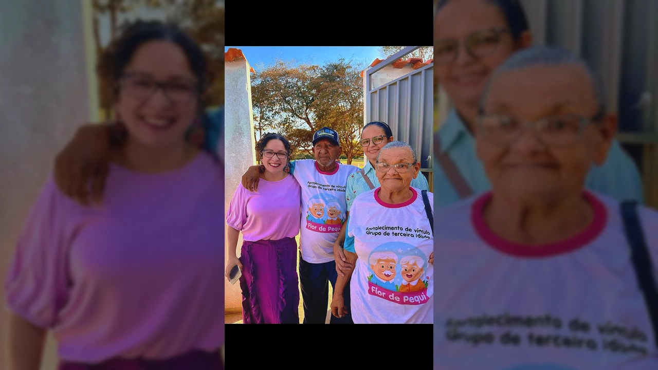 Grupo da terceira idade celebrando o Dia dos Pais e desfrutando da nova piscina em Luciara, cortesia de prefeituradeluciara / Instagram