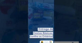 Imagem de cestas básicas do programa Ser Família, prontas para entrega em Santa Cruz do Xingu, Mato Grosso.