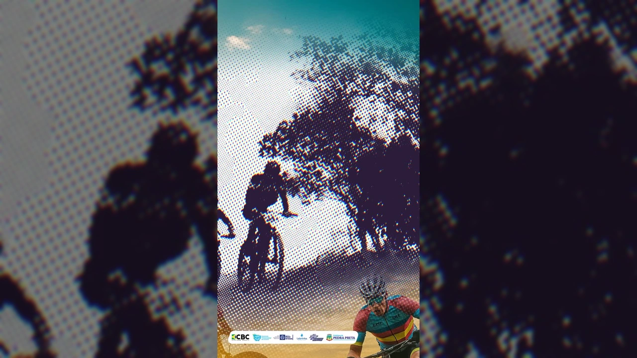 Imagem de ciclistas competindo no 3º Pedra Race MTB em Pedra Preta-MT, com a logo da prefeitura.pedrapretamt.