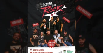 Banner de divulgação do Circuito do Rock em Primavera do Leste, mostrando os integrantes das bandas Vintage e Old Rockers. Créditos: secultpva / Instagram.