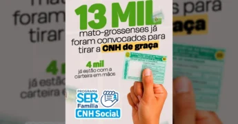 Mão segurando a Carteira Nacional de Habilitação (CNH) verde, representando o programa CNH Social em Mato Grosso