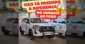 Caminhonete do Corpo de Bombeiros em Mato Grosso com uniformes e equipamentos. Crédito: Governo de Mato Grosso / Instagram.