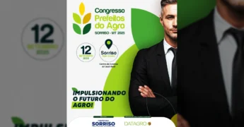 Banner do 1º Congresso Prefeitos do Agro em Sorriso, Mato Grosso, em 12 de setembro de 2025. Créditos: prefeitosdoagro / Instagram