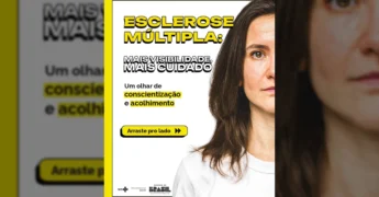 Campanha do Ministério da Saúde sobre Esclerose Múltipla, com pessoas e textos informativos. Crédito: Instagram/@minsaude