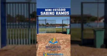 Entrada do Mini Estádio Sabino Ramos em Nortelândia, durante a preparação para a Copa 40tão do Rachão. Imagem: Prefeitura Municipal De Nortelândia / Instagram