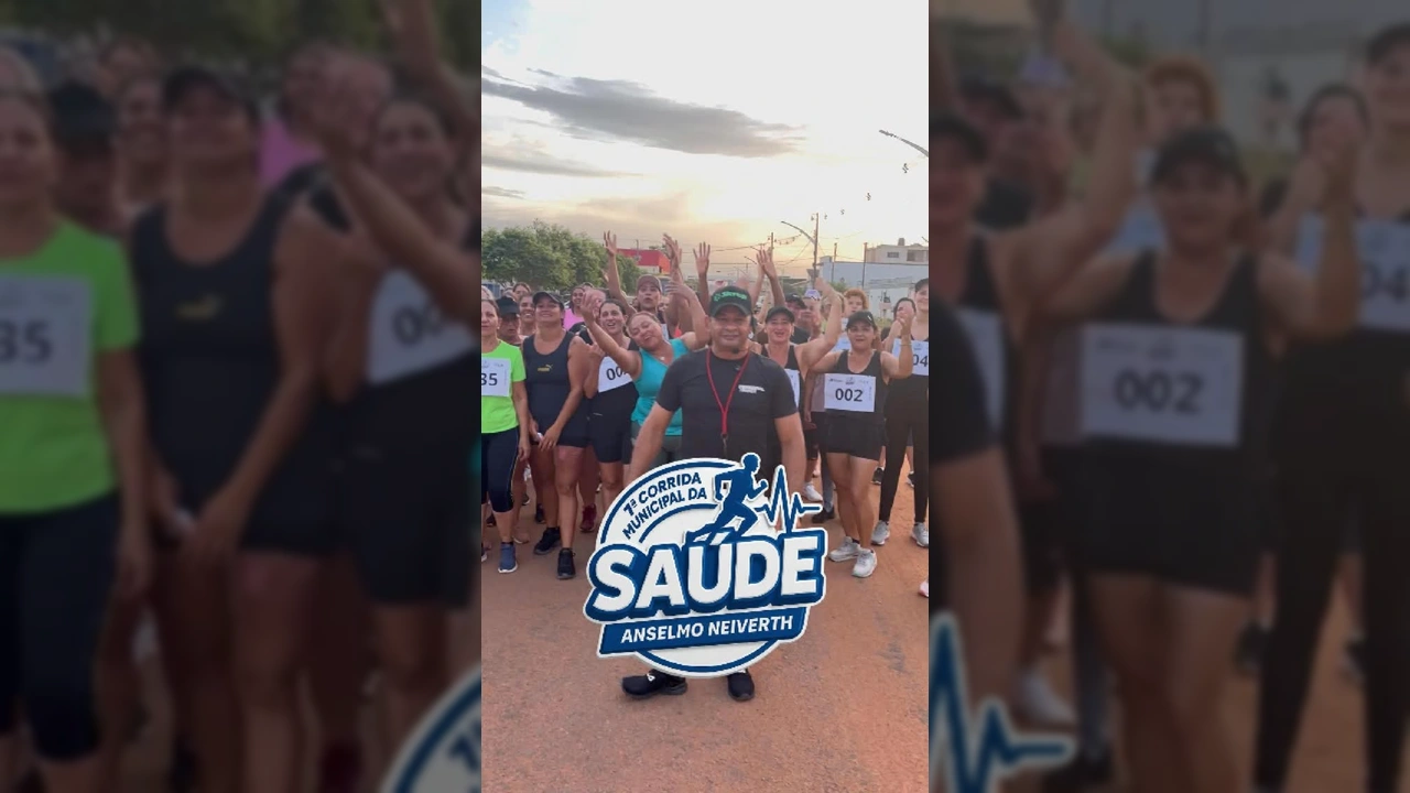 Pessoas correndo em Nova Bandeirantes na 1ª Corrida da Saúde. Créditos: Prefeitura de Nova Bandeirantes / Instagram.