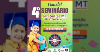 Imagem de uma criança com capelo de formatura e livros, representando a educação no Seminário Alfabetiza MT. Créditos: Prefeitura de São José dos Quatro Marcos / Instagram.