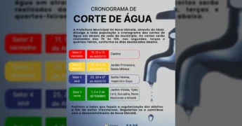 Cronograma de cortes de água em Nova Ubiratã para os meses de agosto e setembro de 2025