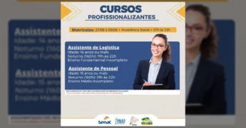 Cursos profissionalizantes gratuitos em Nova Olímpia com Senac, via Prefeitura de Nova Olímpia