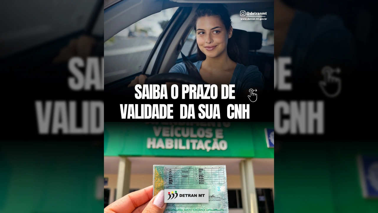 Carteira Nacional de Habilitação com informações sobre validade por idade, divulgada pelo Detran-MT