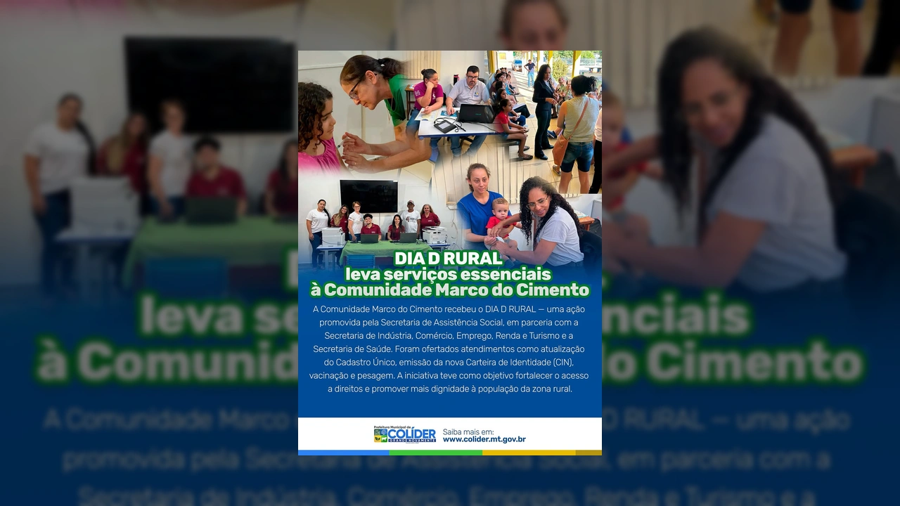 Serviços essenciais oferecidos em Colíder pela Prefeitura de Colíder na comunidade Marco do Cimento / Instagram.