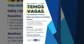 Banner de divulgação de vagas para Residentes Técnicos na EMPAER-MT com requisitos para Estatística, Economia e Comunicação Social.