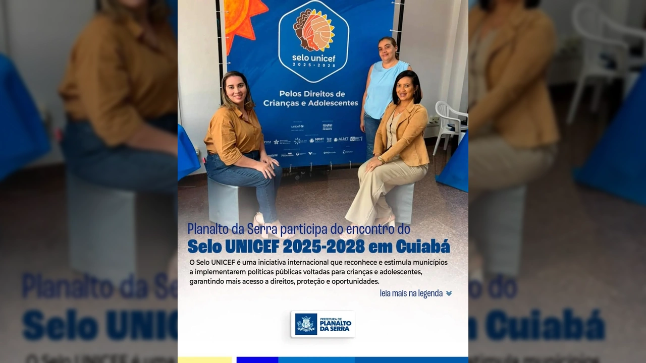 Pessoas assistindo a uma palestra no encontro regional do Selo UNICEF com a prefeitura de Planalto da Serra em Cuiabá. Créditos: Planalto Da Serra / Instagram