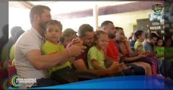 Crianças e pais em Nova Maringá durante a festa de Dia dos Pais na Escola Rosa Camacho / Instagram @prefnovamaringa