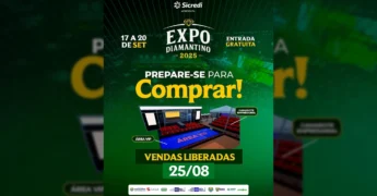 Banner da Expo Diamantino 2025 com destaque para Área VIP e data de vendas. Créditos: expodiamantino / Instagram