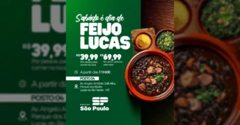 Feijoada Lucas, prato principal oferecido pelo Posto São Paulo em Lucas do Rio Verde / Instagram.