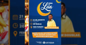Feira da Lua em Alto Taquari com show de Maycow Douglas e comidas típicas. Créditos: Prefeitura de Alto Taquari / Instagram
