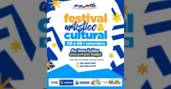 Festival Artístico & Cultural de Canarana, com datas de 05 e 06 de setembro e prazo final para inscrições hoje. Créditos: Prefeitura de Canarana - MT.