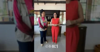 Secretária Andréia Fujioka e Prefeita Eliene Liberato durante o Festival Internacional de Pesca em Cáceres, Mato Grosso. Créditos: @seafmt / Instagram.