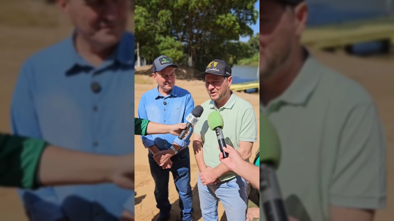 Entrevista com o prefeito Álvaro Galvan no Festival de Pesca de Tapurah no Rio Arinos. Crédito: tapurahnoticias / Instagram