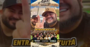 Banda Os Barões da Pisadinha se apresentando no Festival de Praia de Tesouro, foto de Prefeitura de Tesouro - MT / Instagram