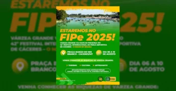 Balsas de pesca em rio com a legenda sobre o FIPe 2025 e a participação de Várzea Grande, Créditos: Prefeitura de Várzea Grande MT