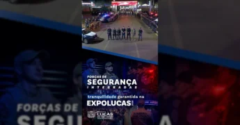 Agentes da Guarda Civil Municipal, Polícia Militar e Corpo de Bombeiros em formação na Expolucas 2025 em Lucas do Rio Verde. Créditos: Prefeitura de Lucas do Rio Verde / Instagram.