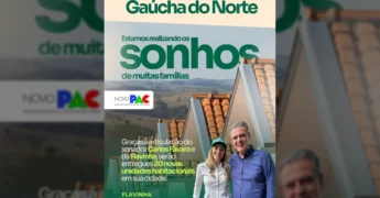 Imagem de casas novas com representantes políticos, crédito Prefeitura de Gaúcha do Norte (MT) / Instagram