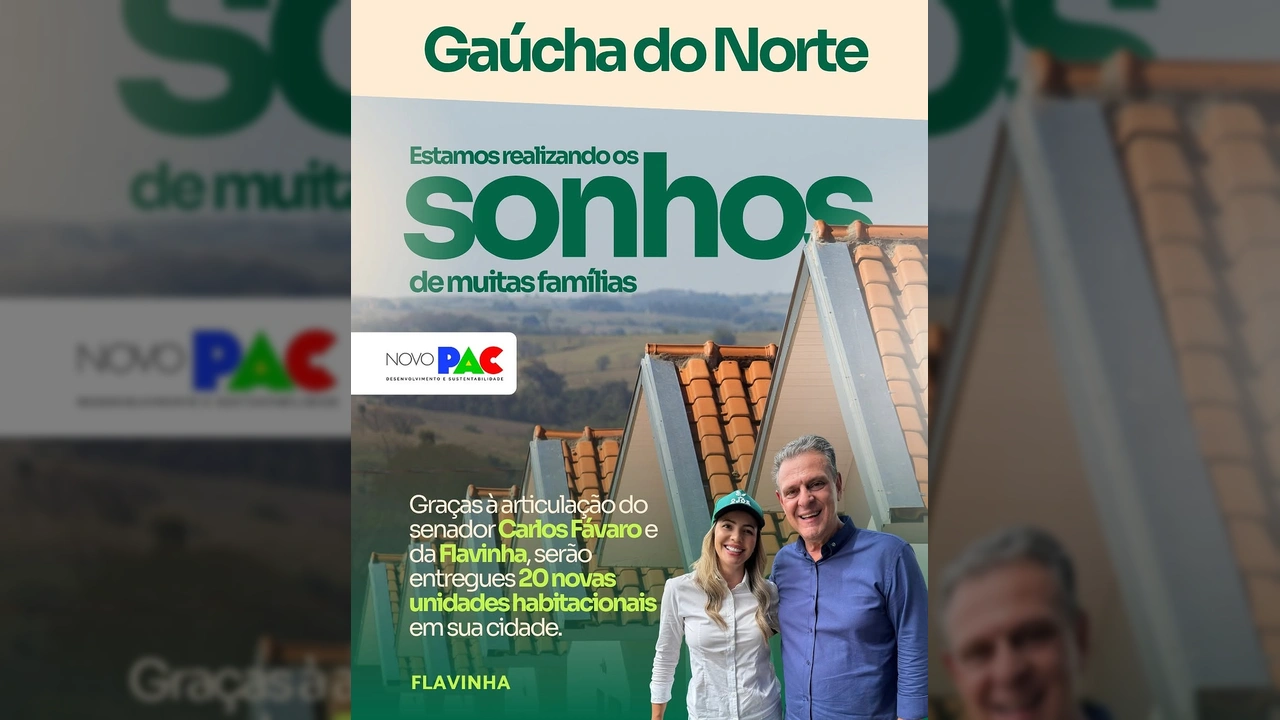 Imagem de casas novas com representantes políticos, crédito Prefeitura de Gaúcha do Norte (MT) / Instagram